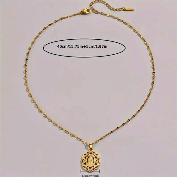 18K Gold Plated Our Lady of Guadalupe Necklace - Picture 4 of 5